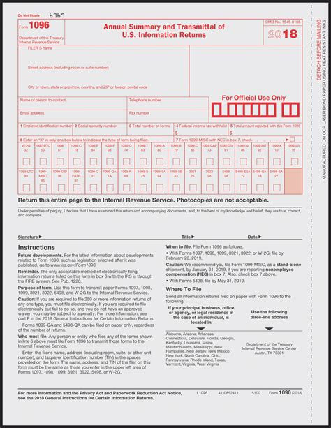 Form 1096 Template Word